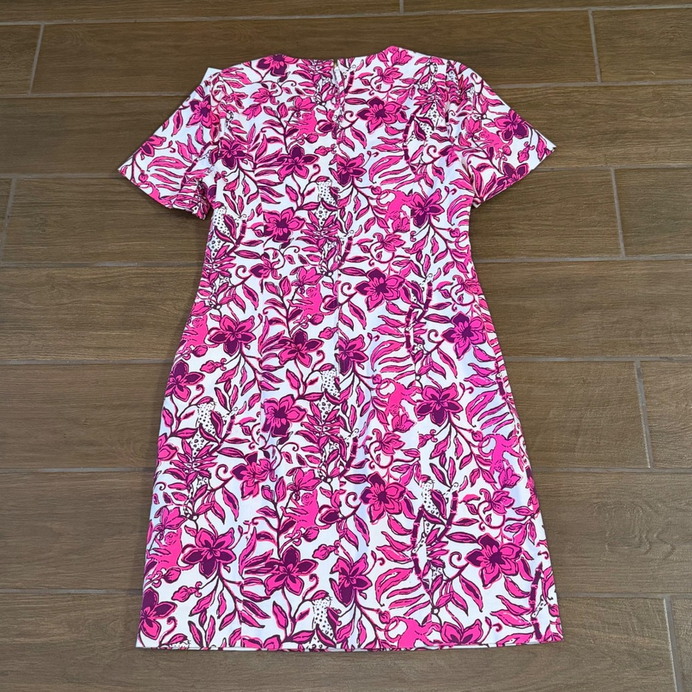 Lilly Pulitzer Isla Short Sleeve Shift Dress Elderflower Blossom Pink Purple 4 - Picture 8 of 10